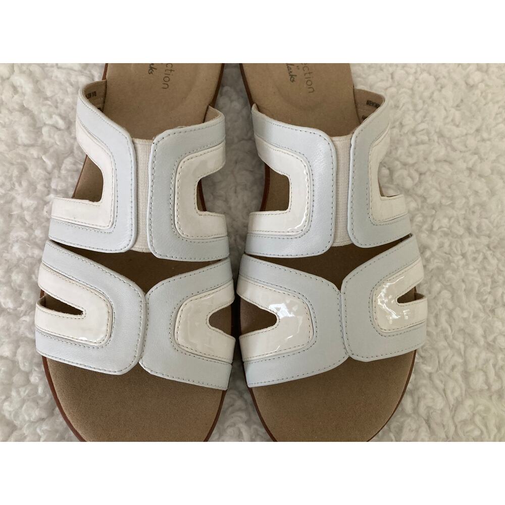 Clark's Collection Ada Lilah women's multi strap slide white sandals, size 9M - Picture 3 of 8